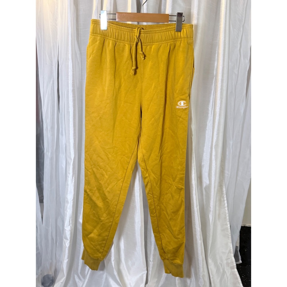 Champion Sweatpants Mens Small Mustard Yellow Excellent Classic Fleece Joggers